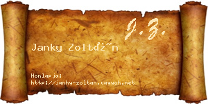 Janky Zoltán névjegykártya
